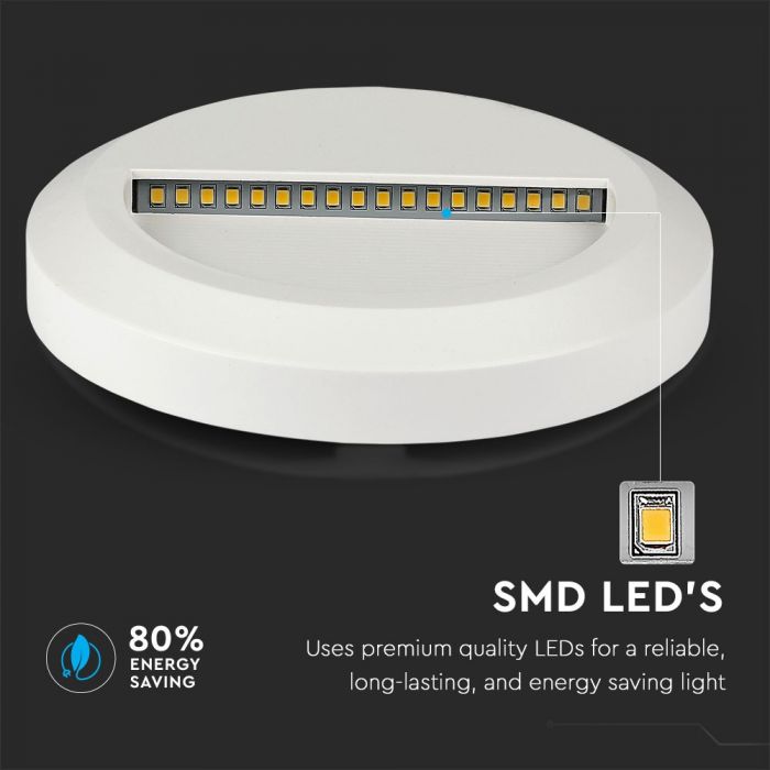 LED STEP LIGHT ROUND 2W 55° 60lm WW 150X27 WHITE IP65