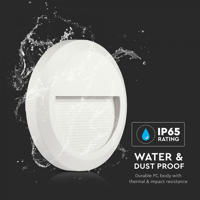 LED STEP LIGHT ROUND 2W 55° 60lm WW 150X27 WHITE IP65
