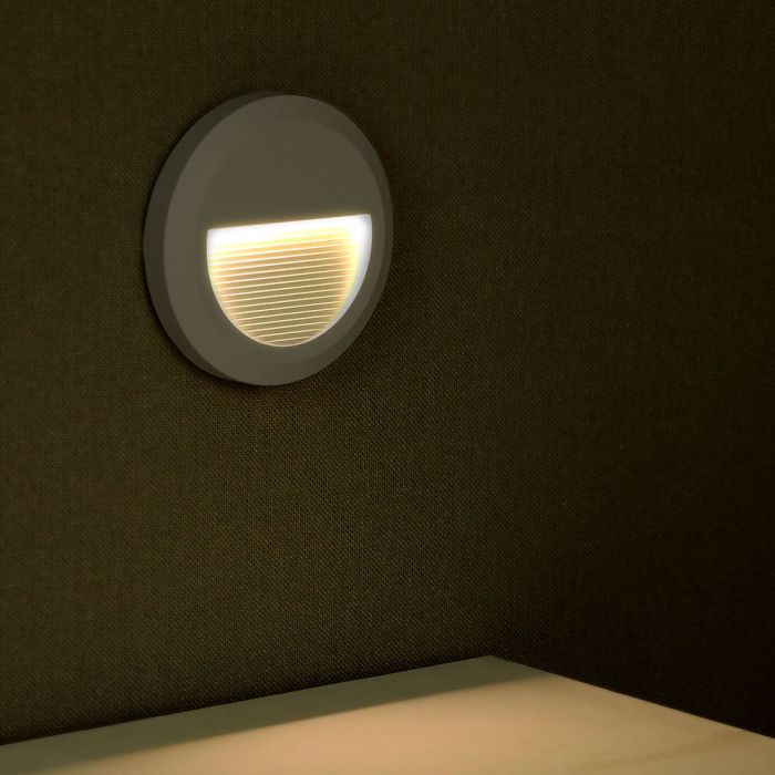 LED STEP LIGHT ROUND 2W 55° 60lm WW 150X27 GREY IP65