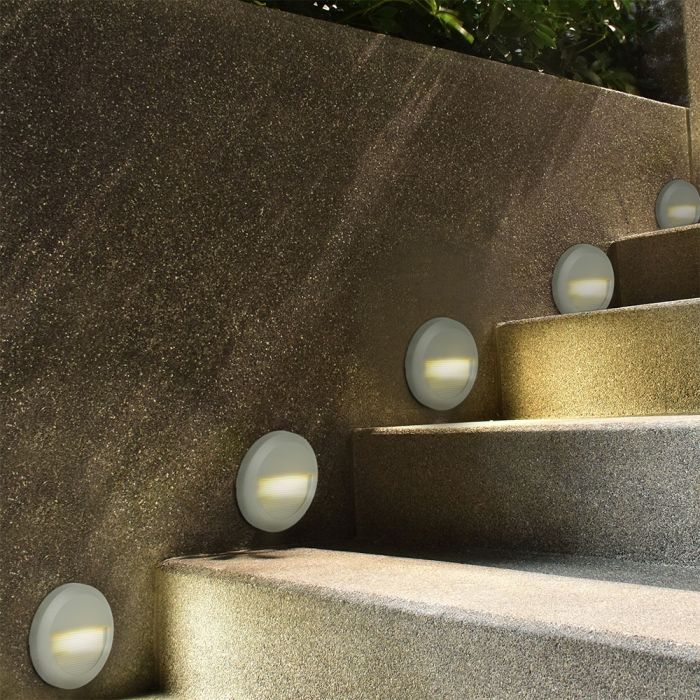 LED STEP LIGHT ROUND 2W 55° 60lm WW 150X27 GREY IP65