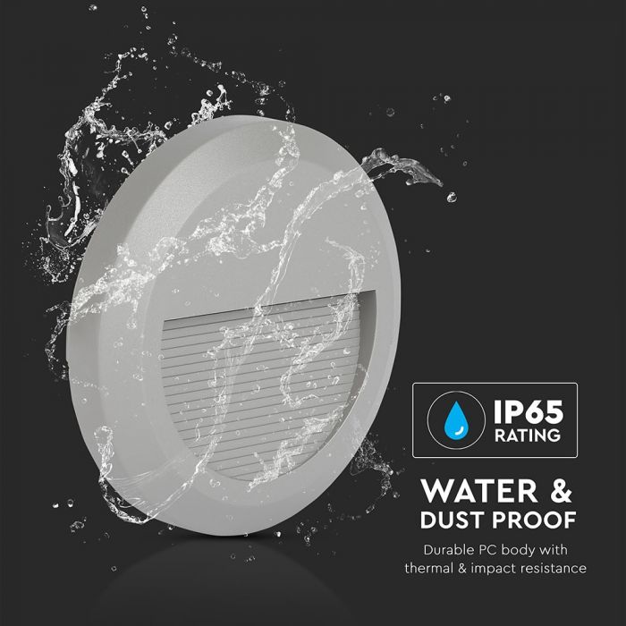 LED STEP LIGHT ROUND 2W 55° 60lm WW 150X27 GREY IP65