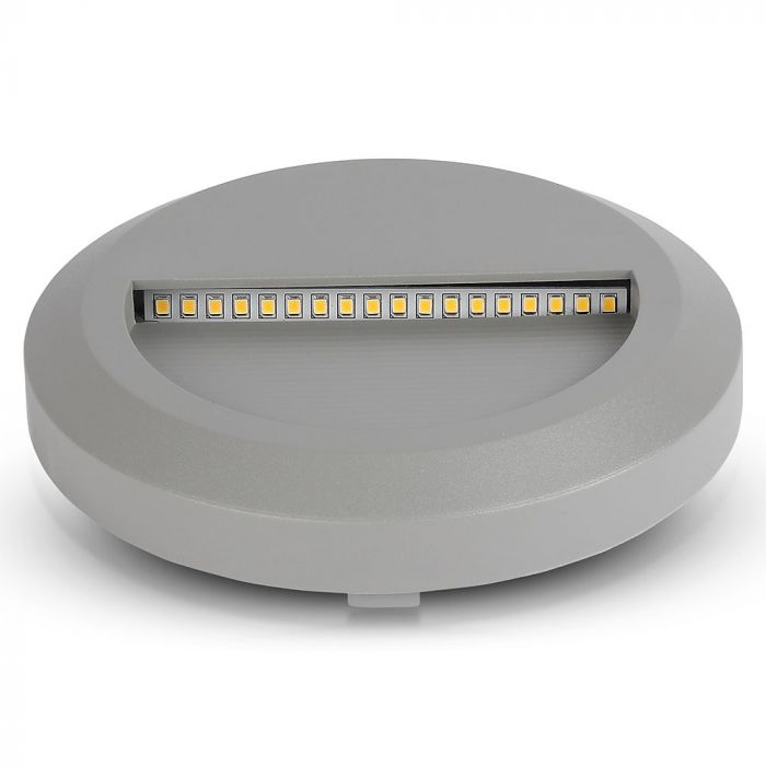 2W LED Steplight Grey Body Round Warm White