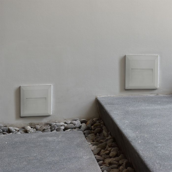 LED STEP LIGHT SQUARE 2W 55° 60lm DL 124X124X27 WHITE IP65