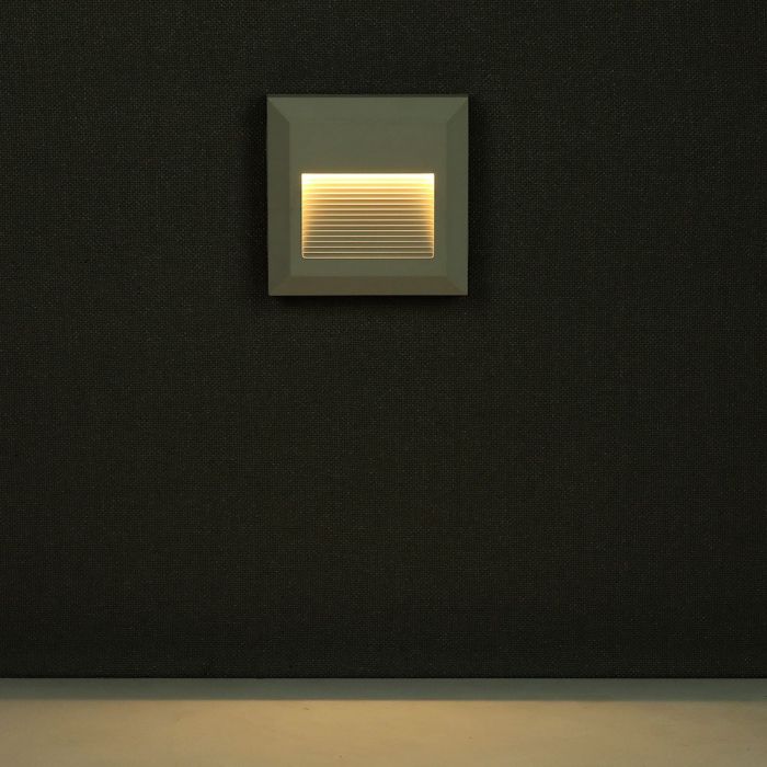 LED STEP LIGHT SQUARE 2W 55° 60lm DL 124X124X27 WHITE IP65