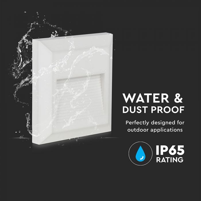 LED STEP LIGHT SQUARE 2W 55° 60lm DL 124X124X27 WHITE IP65