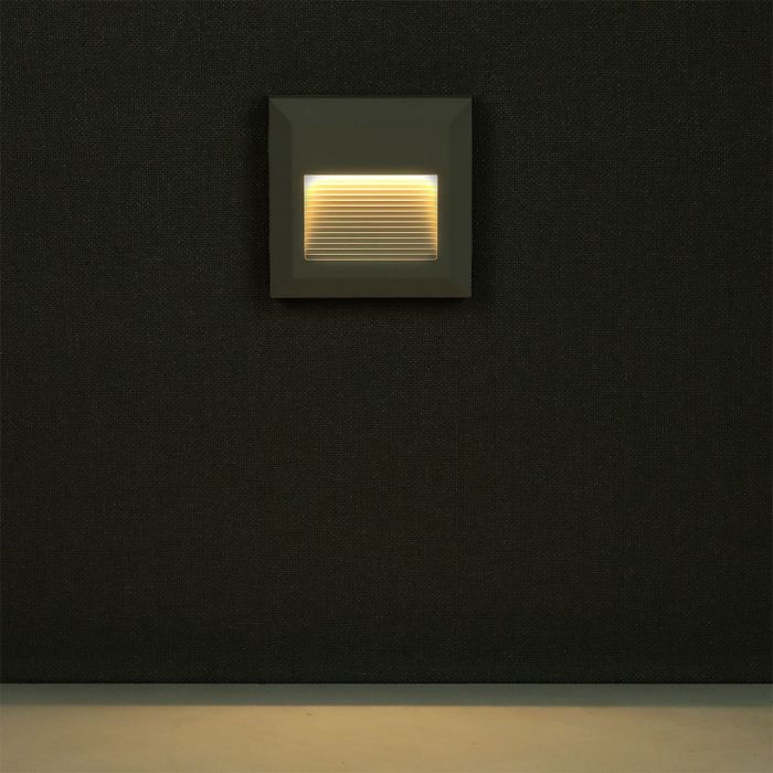 LED STEP LIGHT SQUARE 2W 55° 60lm DL 124X124X27 GREY IP65