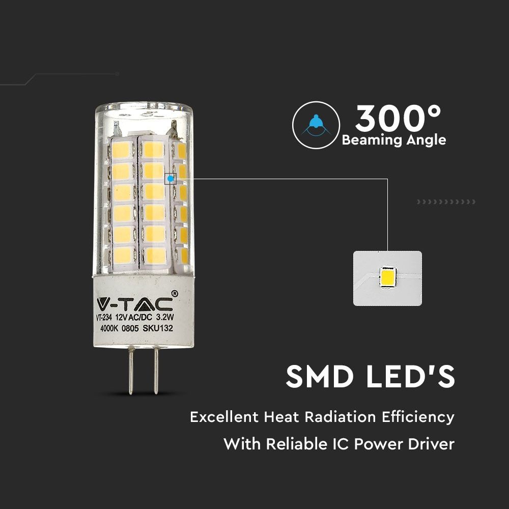 LED G4 LAMP 3.2W DL 385lm 12V 300° 16X44 PLASTIC SAMSUNG CHIP