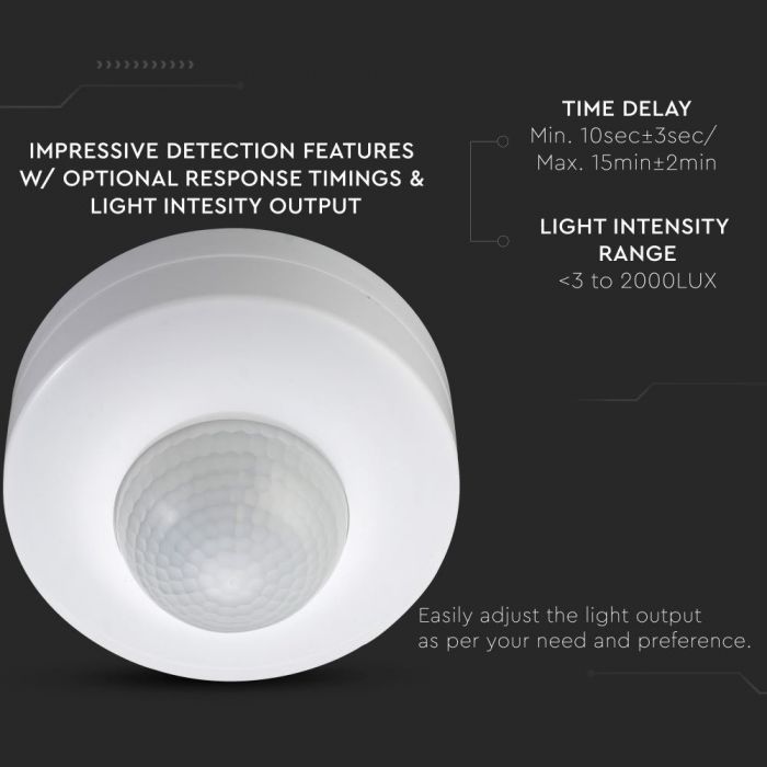 LED INFRARED MOTION SENSOR CEILING 360° 12m IP20 Max. 1200W
