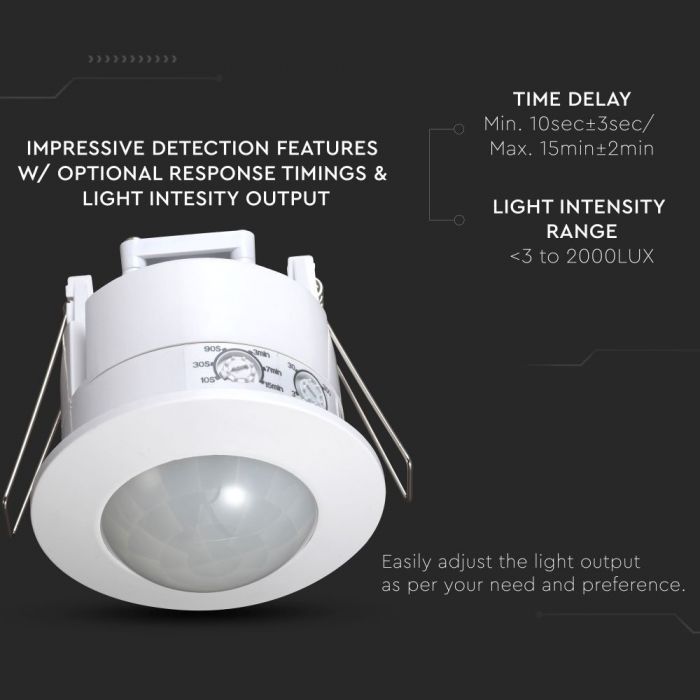 LED PIR CEILING INFRARED MOTION SENSOR FIXED 360° 6m (61.5mm) Max 1200W