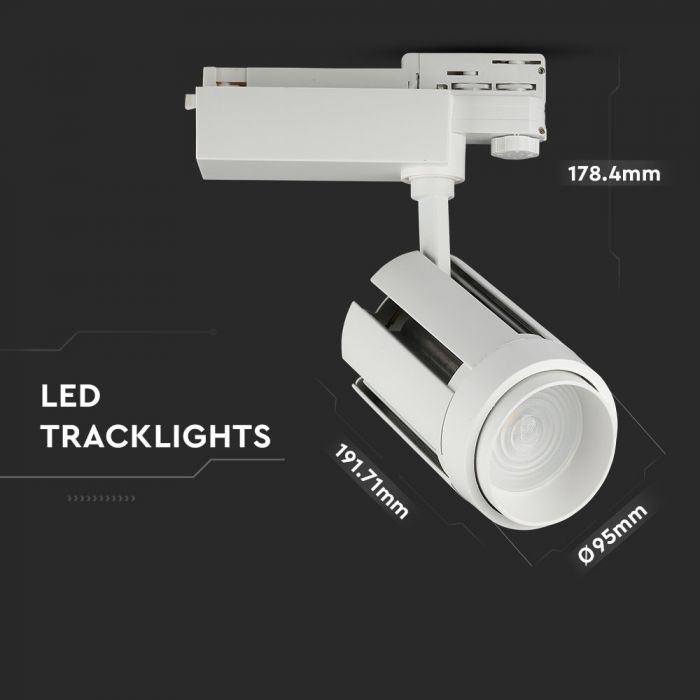 LED TRACK COB LIGHT 35W 2800lm DL 15-60° 178X198X95 4-LINE WHITE