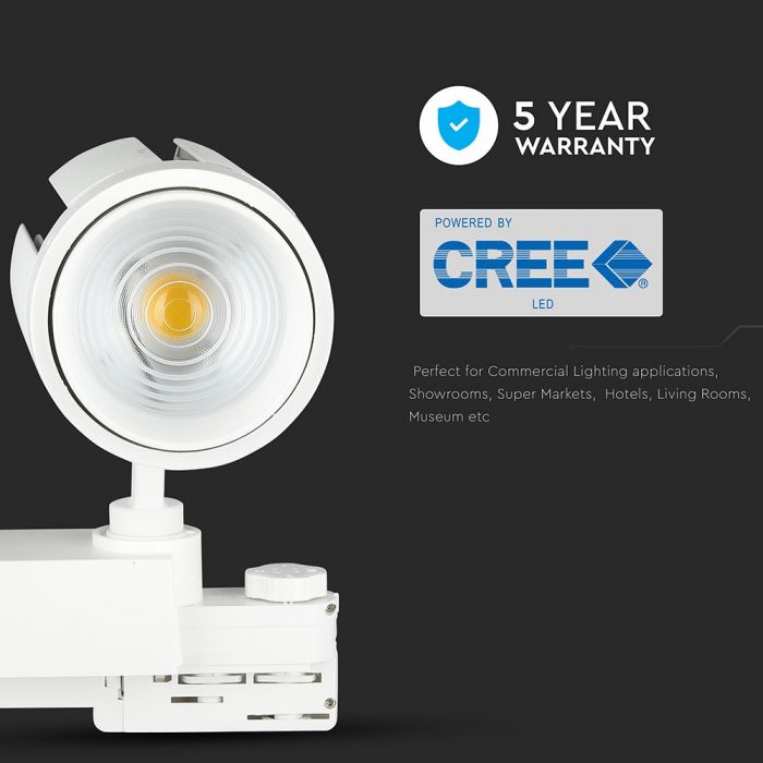 LED TRACK COB LIGHT 35W 2800lm CW 15-60° 178X198X95 4-LINE WHITE