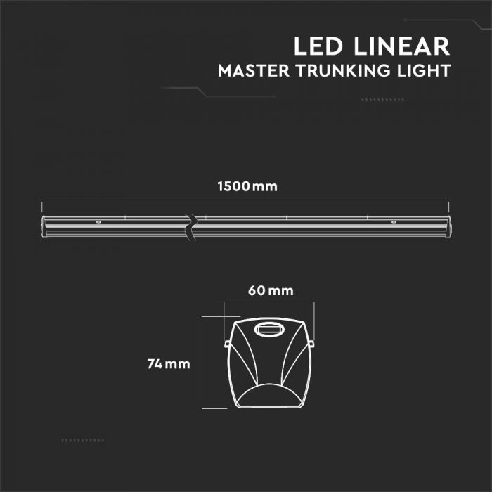 LED LINEAR MASTER TRUNKING 90° LENS 50W DL 8000lm 1500mm LINKABLE