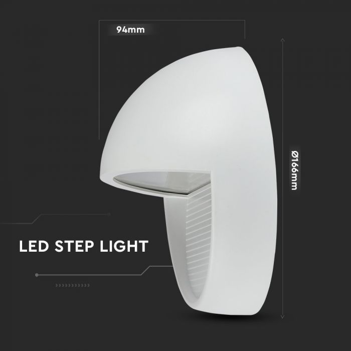 3W LED Steplight White Body Round Warm White