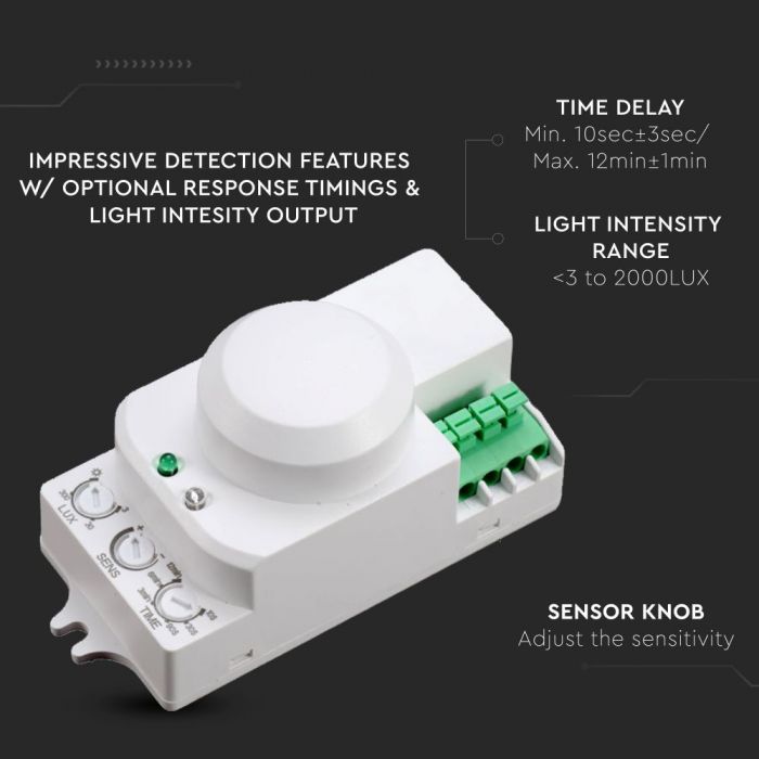 Microwave Sensor Manual Override Function White