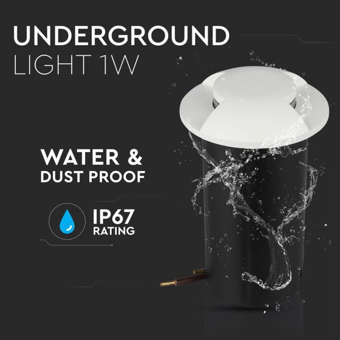 LED UNDERGROUND STEP LIGHT ROUND 1W 10lm CW 90° 60X93(43) IP67 WHITE