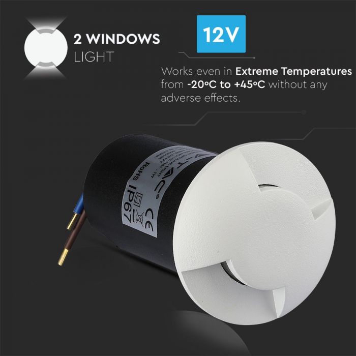 LED UNDERGROUND STEP LIGHT ROUND 1W 10lm CW 90° 60X93(43) IP67 WHITE
