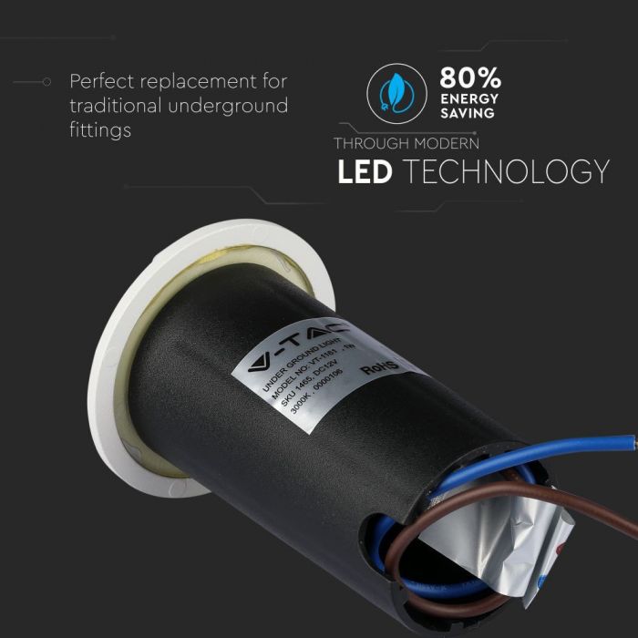LED UNDERGROUND STEP LIGHT ROUND 1W 10lm CW 90° 60X93(43) IP67 WHITE