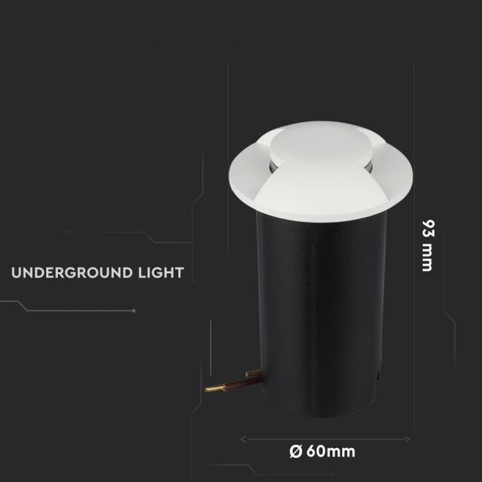 LED UNDERGROUND STEP LIGHT ROUND 1W 10lm CW 90° 60X93(43) IP67 WHITE