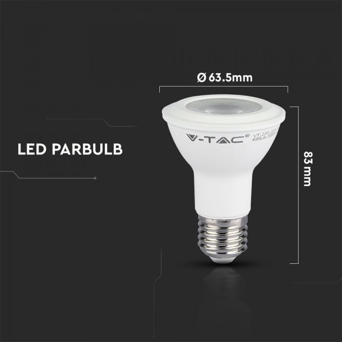 LED E27 PAR20 LAMP 7W CW 495lm 40° 63.5X83 SAMSUNG CHIP