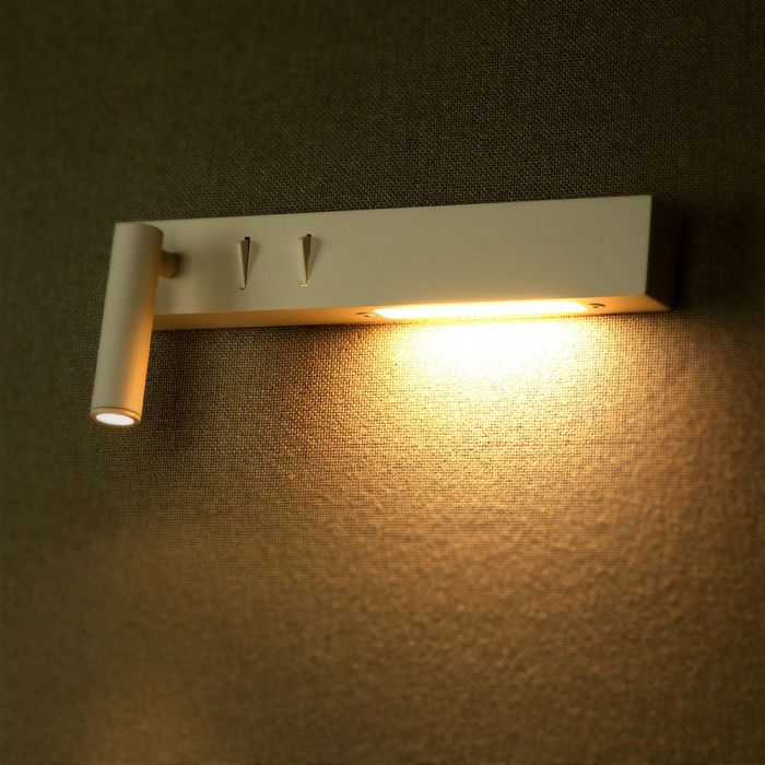 LED WALL LAMP 3W+6W WW 680lm 120° 300X50X35 WHITE