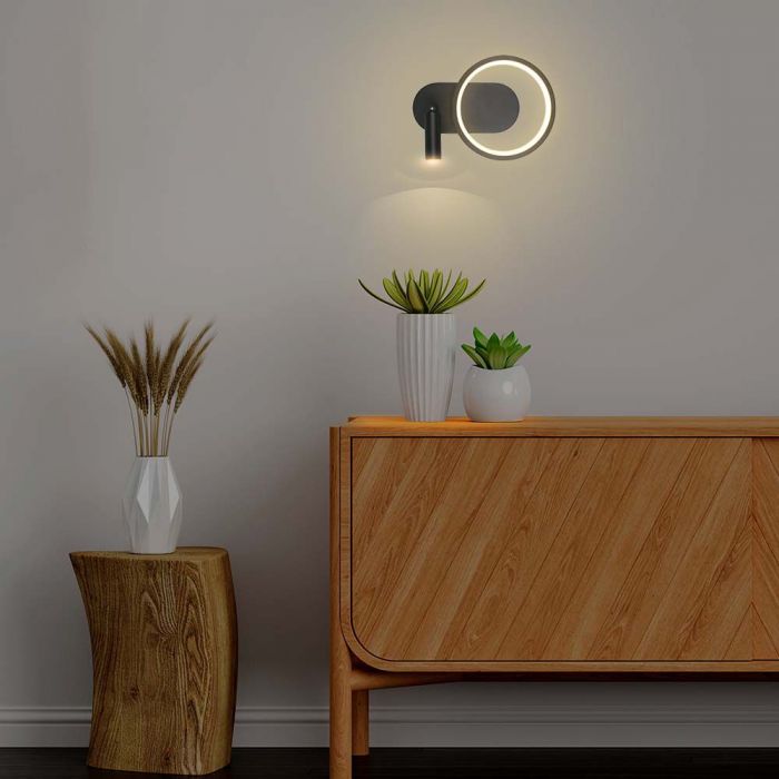 LED DESIGNER WALL LIGHT 14W DL 1500lm 250x180mm BLACK