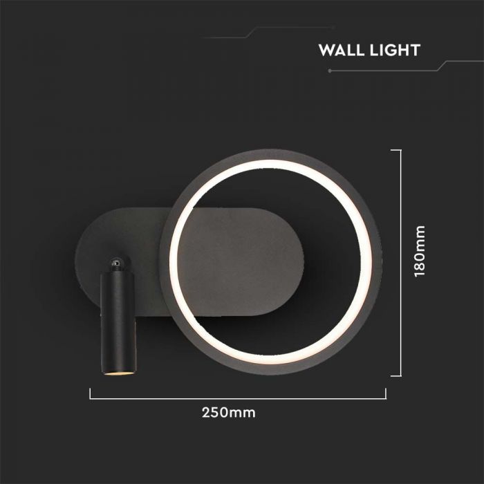 LED DESIGNER WALL LIGHT 14W DL 1500lm 250x180mm BLACK