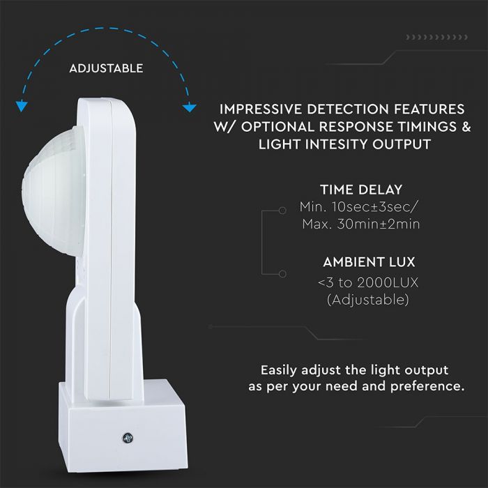 LED INFRARED MOTION SENSOR WALL 360° 20m IP20 Max. 1000W WHITE