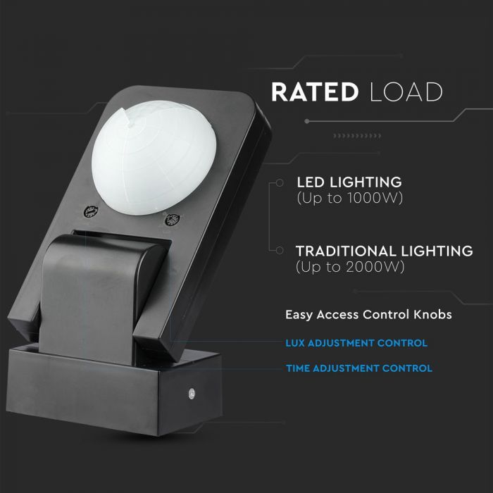 LED INFRARED MOTION SENSOR WALL 360° 20m IP20 Max. 1000W BLACK