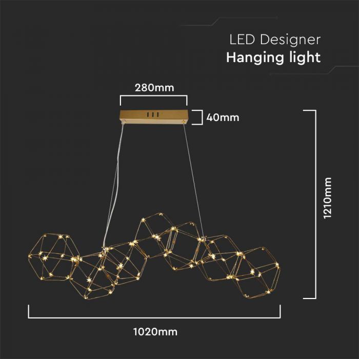 LED DECORATIVE HANGING LIGHT 35W WW 2700lm1020x1210mm GOLD