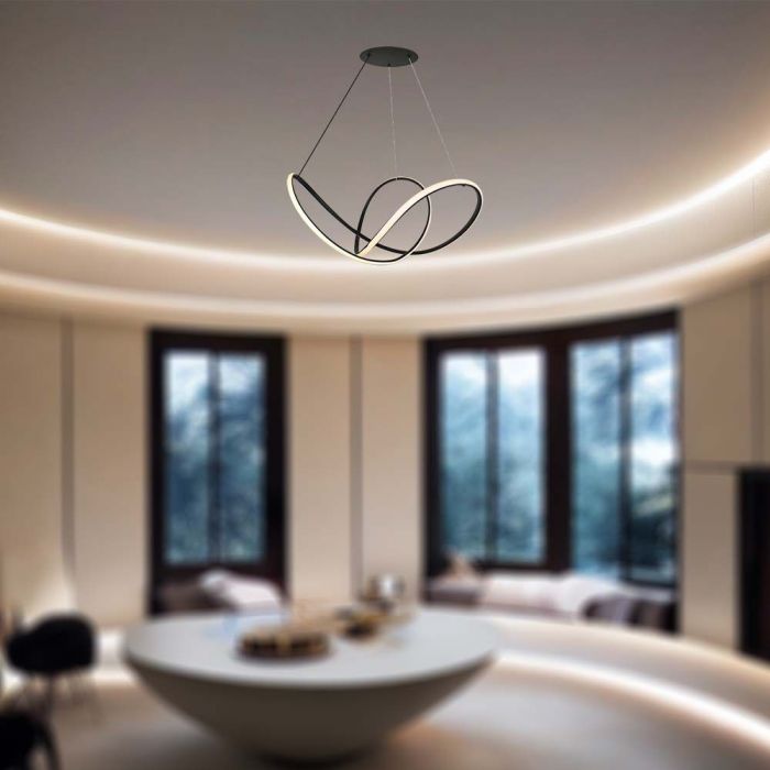 LED DECORATIVE HANGING LIGHT 50W WW 5220lm 700x1200mm BLACK