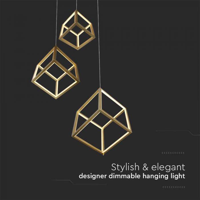 LED PENDANT LIGHT 46W WW 4900lm 500x1500mm GOLD
