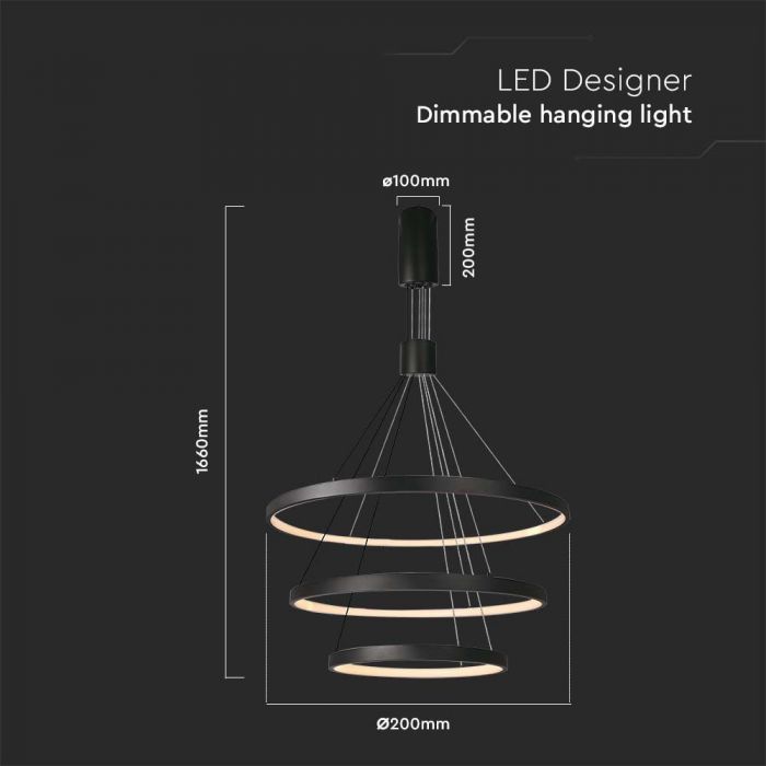 LED  DECORATIVE HANGING LIGHT 50W WW 4900lm 40x60x80x150cm BLACK
