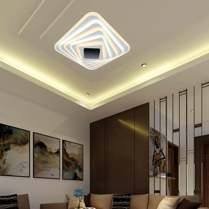LED SMART DECORATIVE CEILING LIGHT 150W 3IN1 15500lm DIMMABLE+REMOTE CONTROL 50x50x7CM