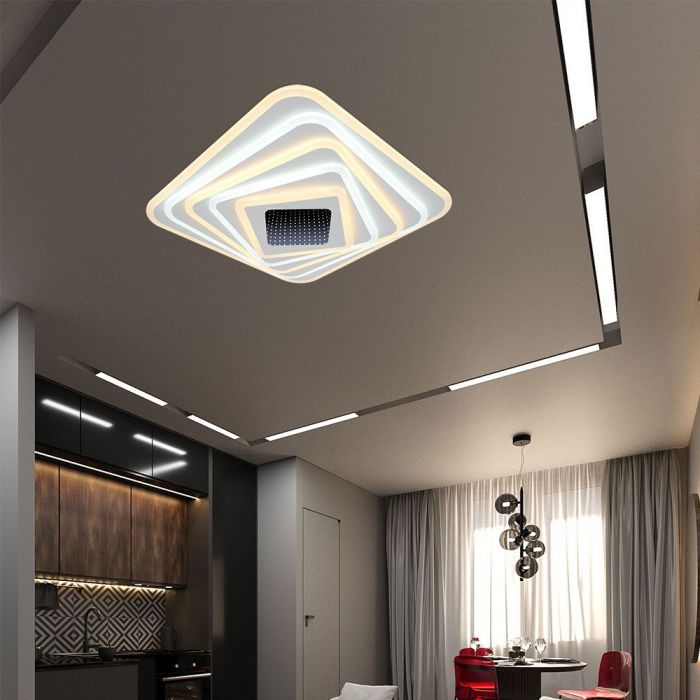 LED SMART DECORATIVE CEILING LIGHT 150W 3IN1 15500lm DIMMABLE+REMOTE CONTROL 50x50x7CM