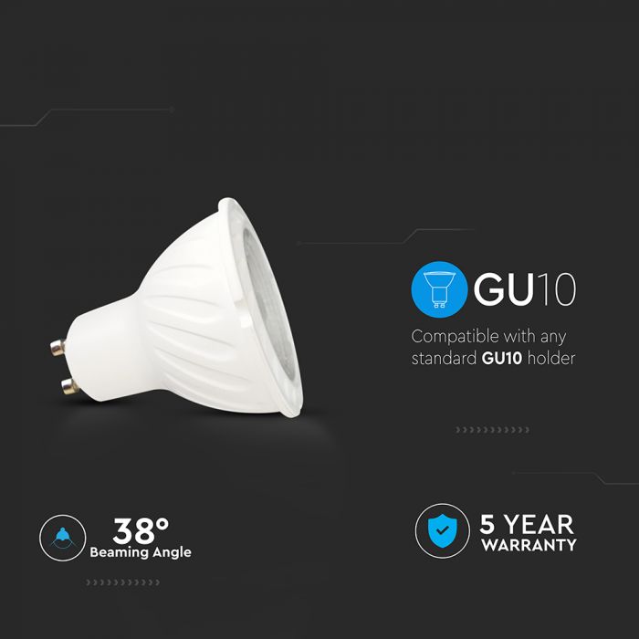 LED Spotlight SAMSUNG Chip GU10 7W Plastic SMD Lens 6400K