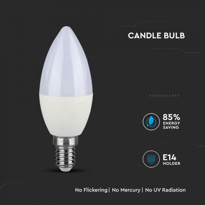 LED Bulb SAMSUNG Chip 7W E14 Plastic Candle 6400K