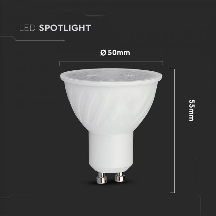 LED GU10 LAMP 6.5W CW 450lm 38° 50X55 SAMSUNG CHIP DIMMABLE