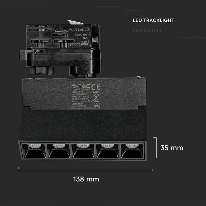12W LED Linear Trackight SAMSUNG Chip Black Body 4000K