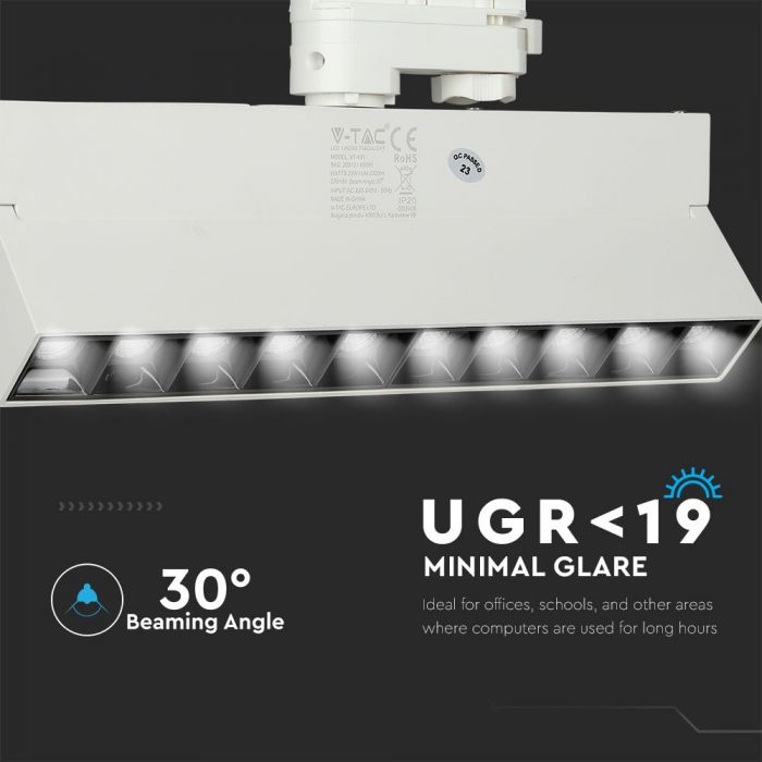 LED TRACK LINEAR LIGHT 25W 2000lm WW 30° 35X270 4-LINE WHITE SAMSUNG CHIP