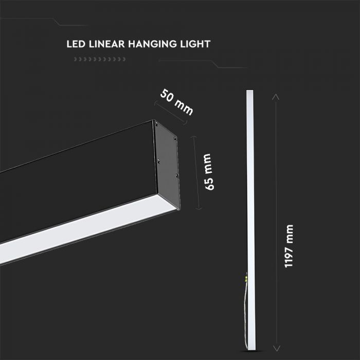 LED LINEAR HANGING SUSPENSION 40W 3in1 2500lm 120° 120X50X65 ALUMINIUM SAMSUNG BLACK