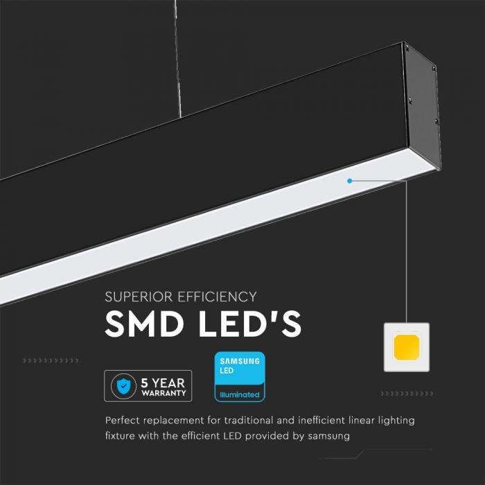 LED LINEAR HANGING SUSPENSION 40W 3in1 2500lm 120° 120X50X65 ALUMINIUM SAMSUNG BLACK