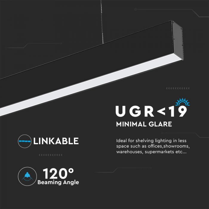 LED LINEAR HANGING SUSPENSION 40W 3in1 2500lm 120° 120X50X65 ALUMINIUM SAMSUNG BLACK