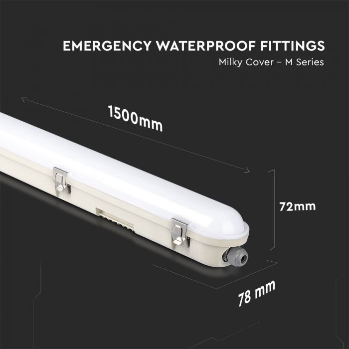 LED EMERGENCY TUBE  5FT 48W CW 5760lm 120° 1500X78X72 IK07 IP65