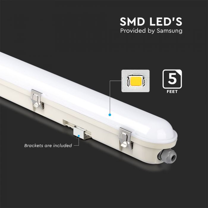 LED EMERGENCY TUBE  5FT 48W CW 5760lm 120° 1500X78X72 IK07 IP65