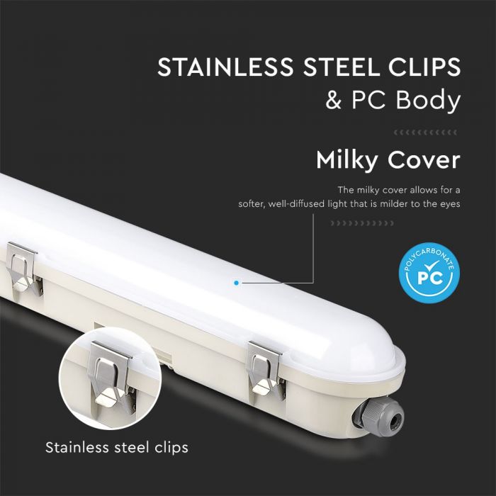 LED EMERGENCY TUBE  5FT 48W CW 5760lm 120° 1500X78X72 IK07 IP65
