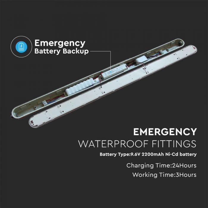 LED EMERGENCY TUBE  5FT 48W CW 5760lm 120° 1500X78X72 IK07 IP65