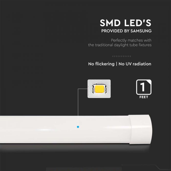 LED PRISMATIC SLIM FITTING 10W CW 1000lm 110° 300X75X24 SAMSUNG CHIP