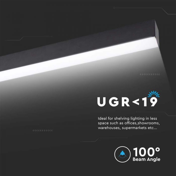 LED LINEAR RECESSED 40W WW 3275lm 100° 1197X50X65 ALUMINIUM SAMSUNG BLACK