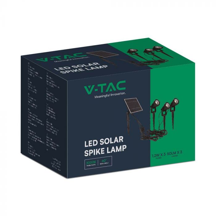 LED SOLAR SPIKE 3x1.2W  3x50lm WW 60x75x250mm BLACK IP65