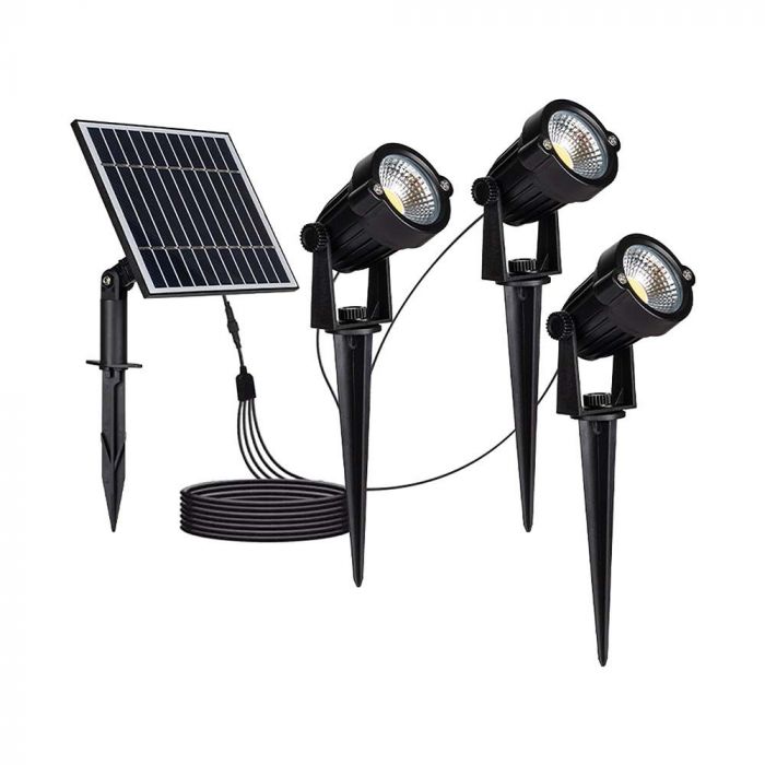 LED SOLAR SPIKE 3x1.2W  3x50lm WW 60x75x250mm BLACK IP65